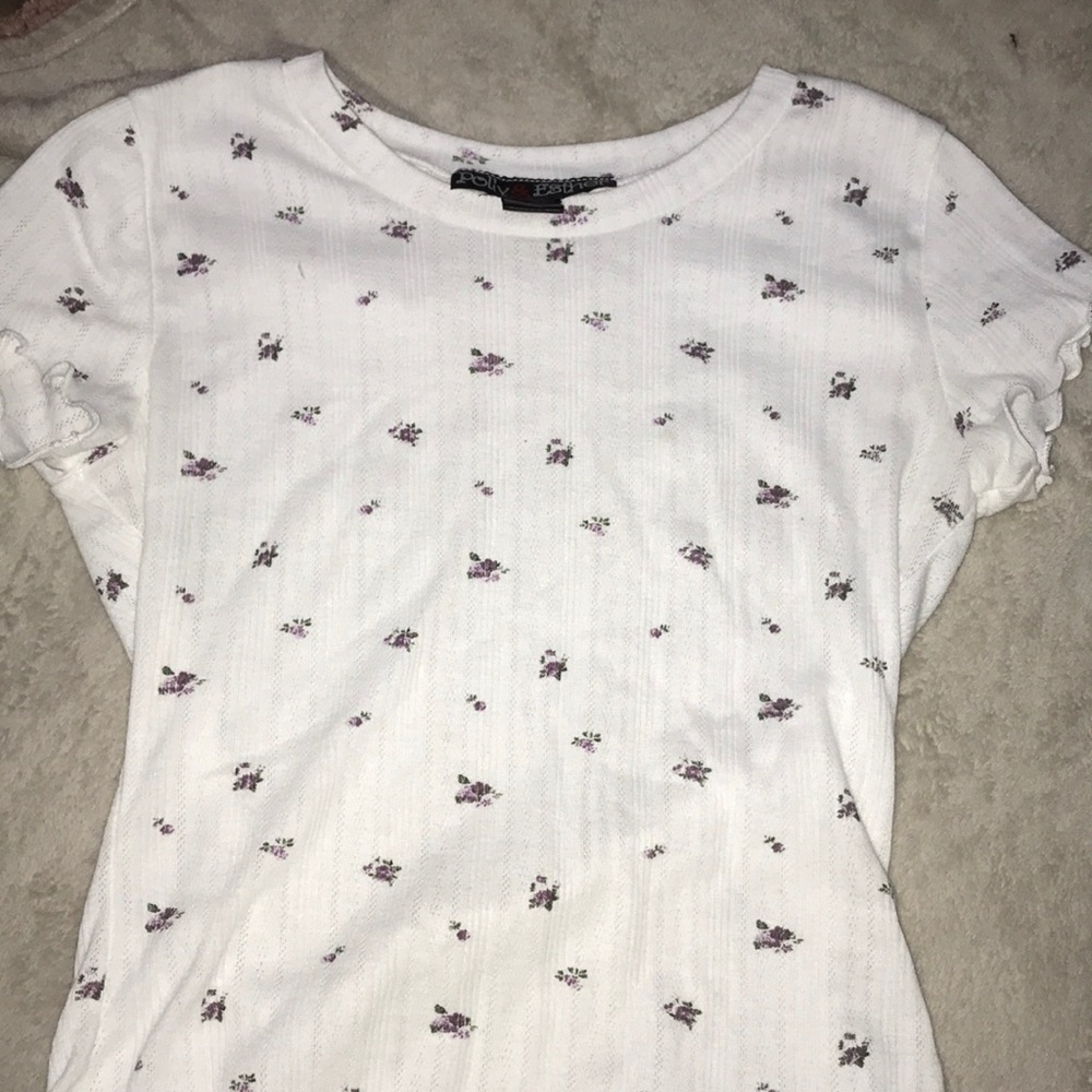 polly & esther cropped t-shirt with flowers